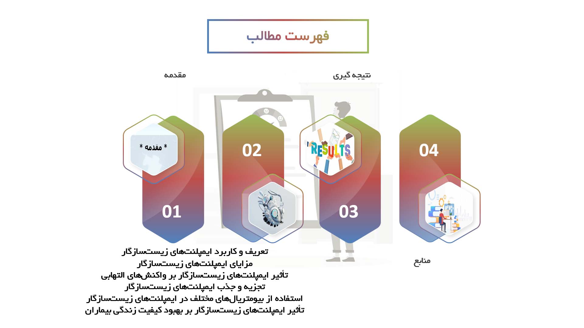 پاورپوینت در مورد تأثیرات زیستی استفاده از ایمپلنت‌های زیست‌سازگار